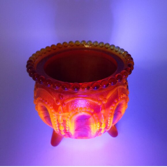 Vintage Degenhart Bloody Mary Orange Slag Glass Gypsy Pot Toothpick Holder RARE - Picture 9 of 9